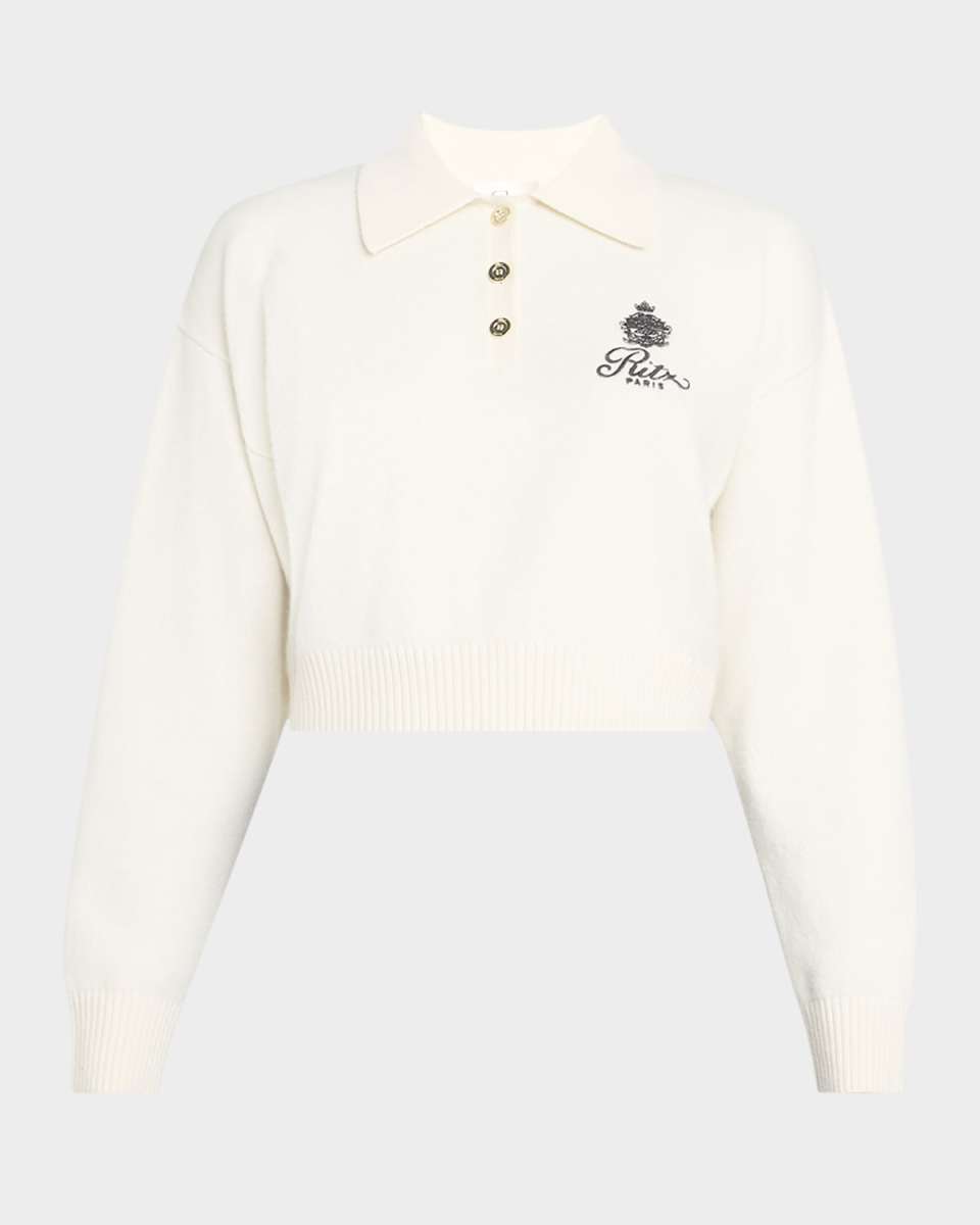 FRAME x Ritz Paris Crest Cashmere Polo Sweater